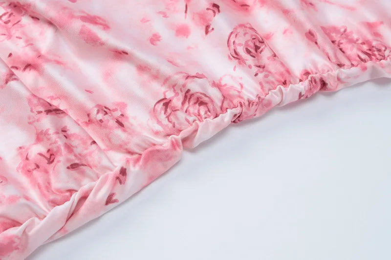Summer women's sexy printed slim fit wrapper hip long dress