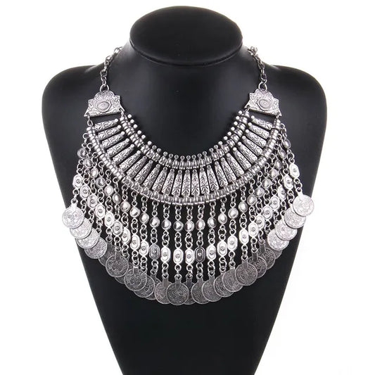 Ztech Collar Coin Necklace & Pendant Vintage Crystal Maxi Choker Statement Collier female Boho Big Fashion Women Jewellery Gifts