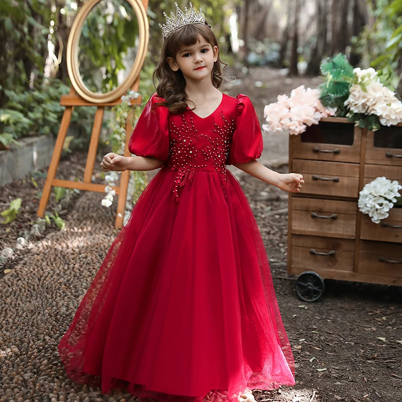 Girls Dress kids Embroidery Elegant Pageant Party Princess Dress for Girls clothes christmas costumes for children Toddler girls