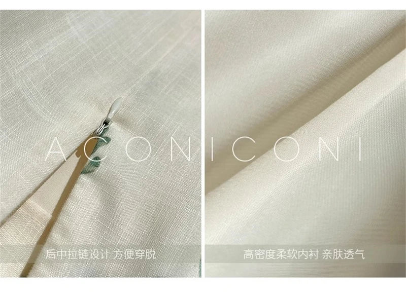 Vintage Fashion Printing Dress Cotton Linen Large Hem Loose Design V-neck Short Sleeves Women Dresses